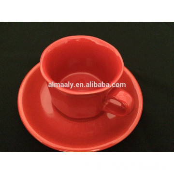 hot selling colorful glazed ceramic cup and saucer